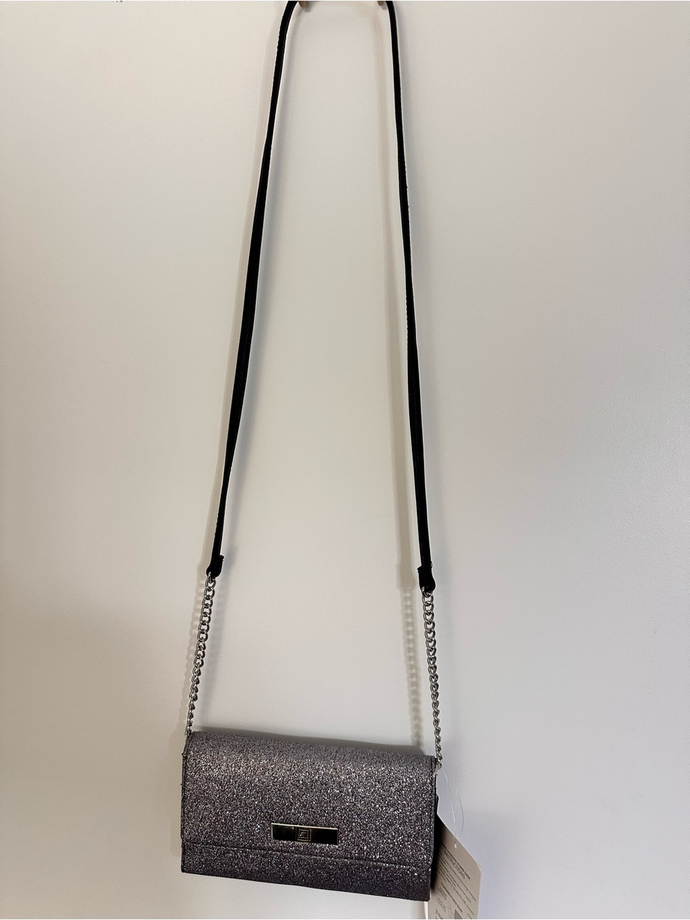 Glitter Crossbody Bag in Metallic Gray